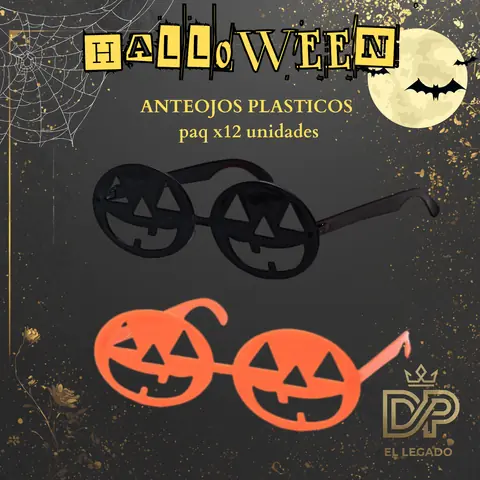 Anteojos plasticos calabaza x12 unidades
