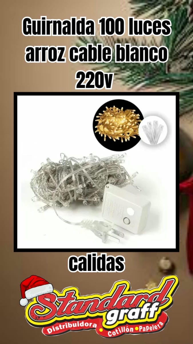 Guirnalda led, 100 luces calidad cable blanco - x1