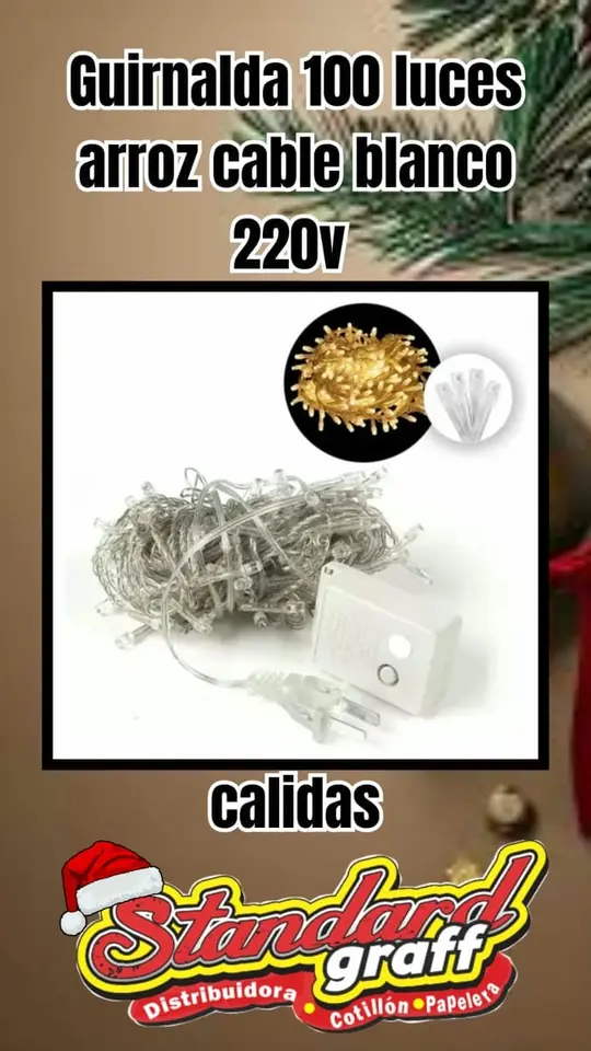 Guirnalda led, 100 luces calidad cable blanco - x1