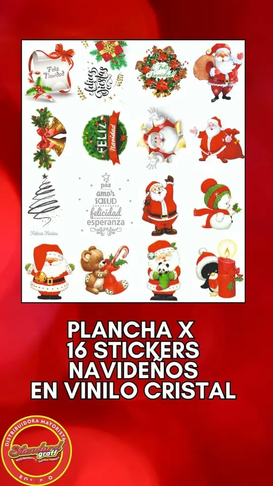 Stickers Navideños en vinilo cristal x 16