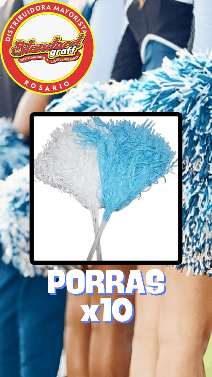 Porras celeste y blancas x10 unidades
