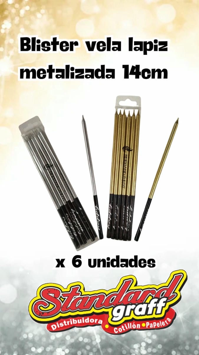 Blister velas metalizadas 14cm  x6u. - x1 Plata