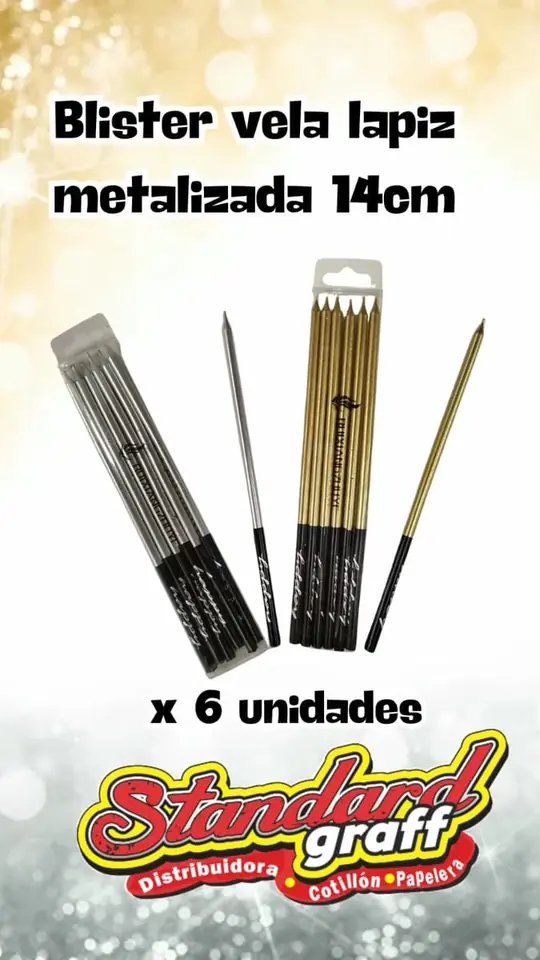 Blister velas metalizadas 14cm  x6u. - x1 Plata