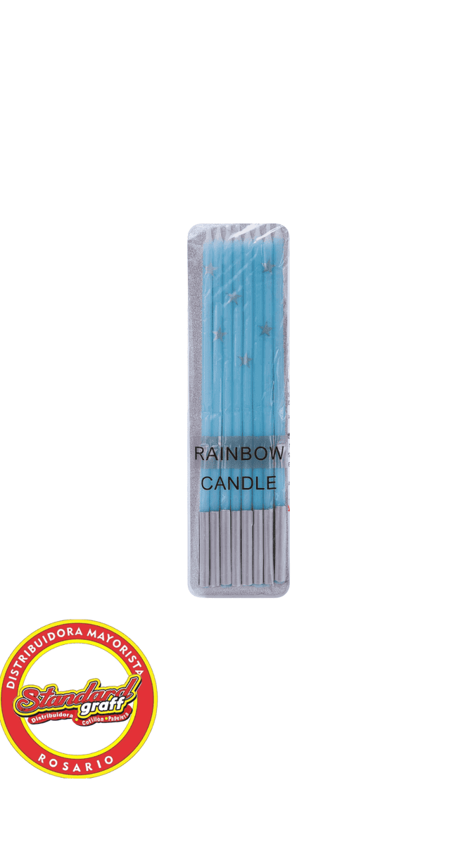 Blister Vela lápiz Celeste Pastel 15cm x 8 unidades