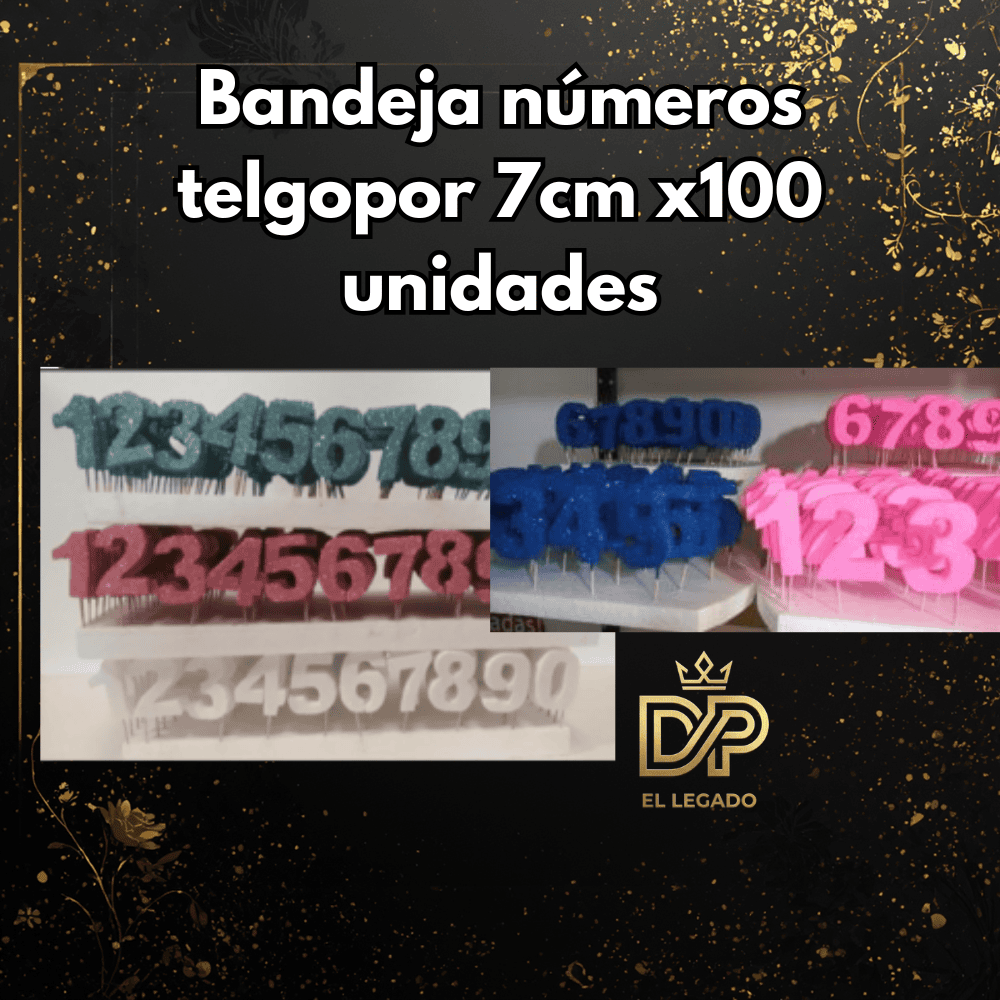 Bandeja nùmeros telgopor 7cm x100 unidades