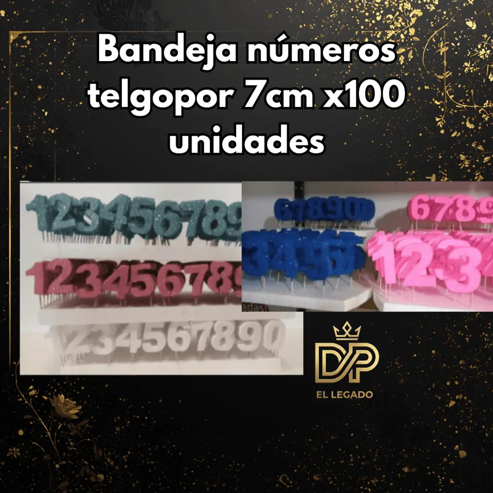 Bandeja nùmeros telgopor 7cm x100 unidades