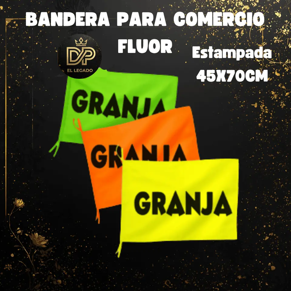 Bandera flùor para comercio estampada 45x70cm (Granja)