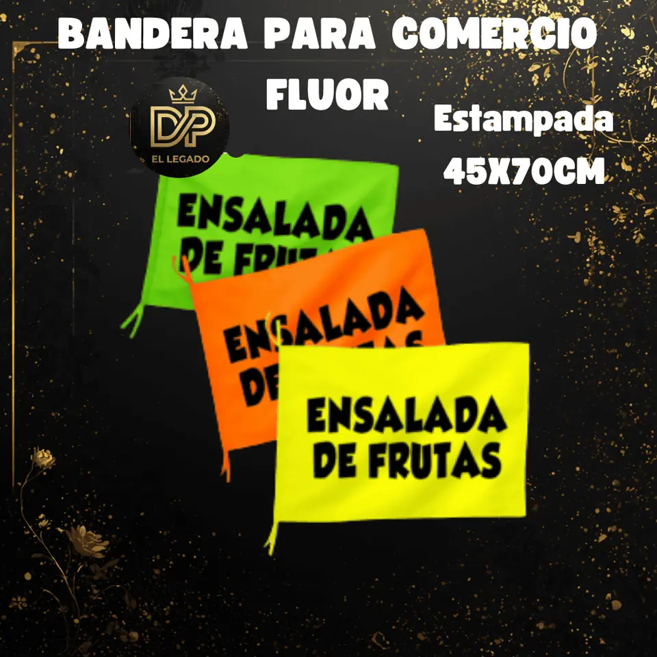 Bandera flùor para comercio estampada 45x70cm (Ens. de frutas)