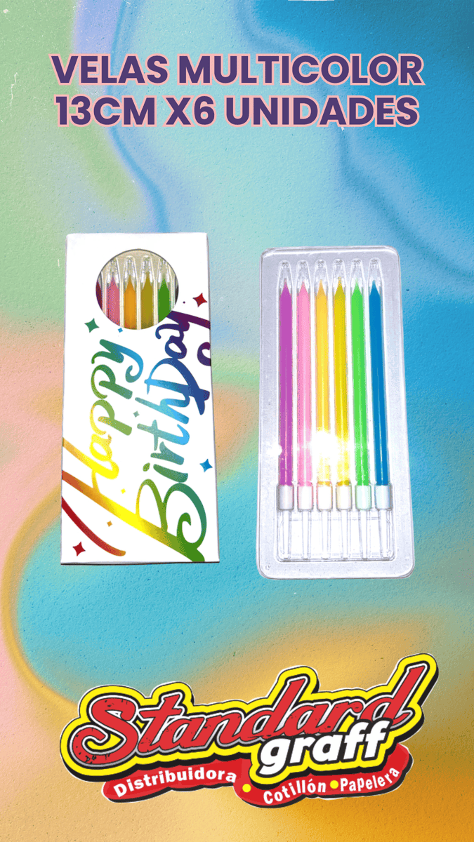 Vela lapiz 13cm x6 multicolor