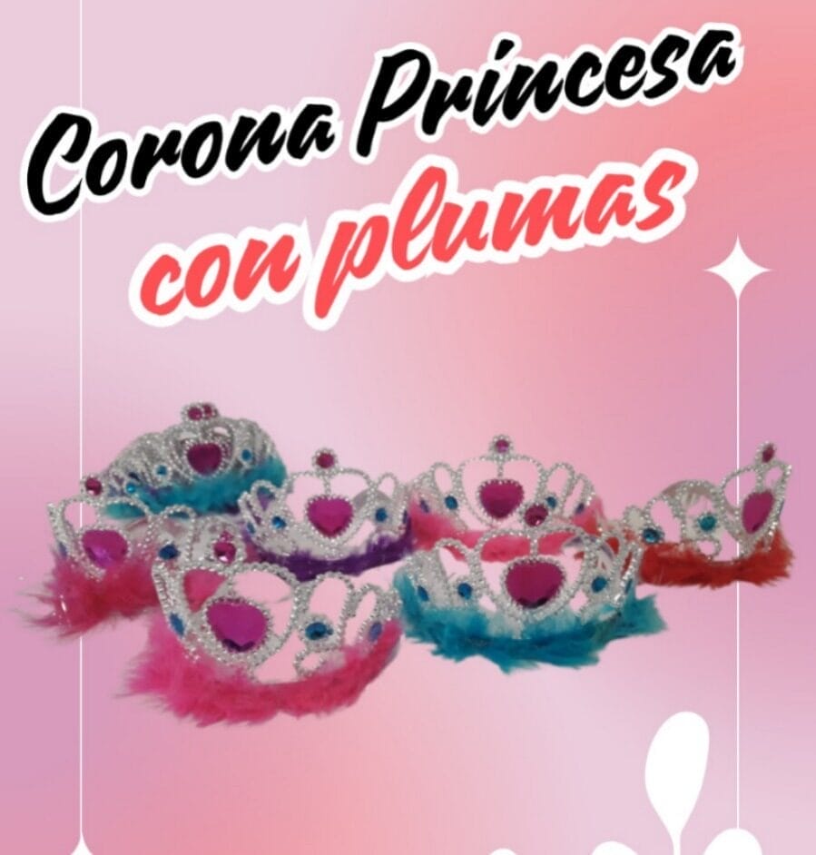 Corona princesa con plumas x1 unidad