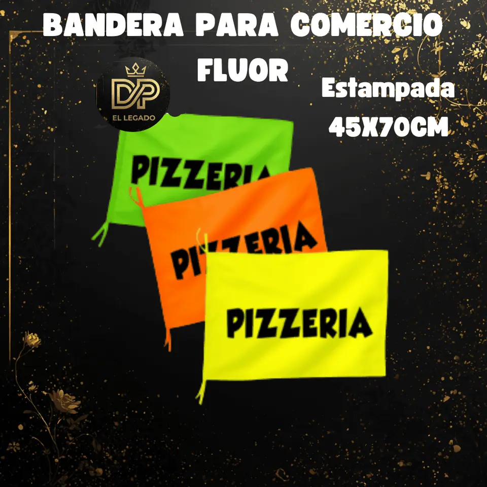 Bandera flùor para comercio estampada 45x70cm (Pizzeria)
