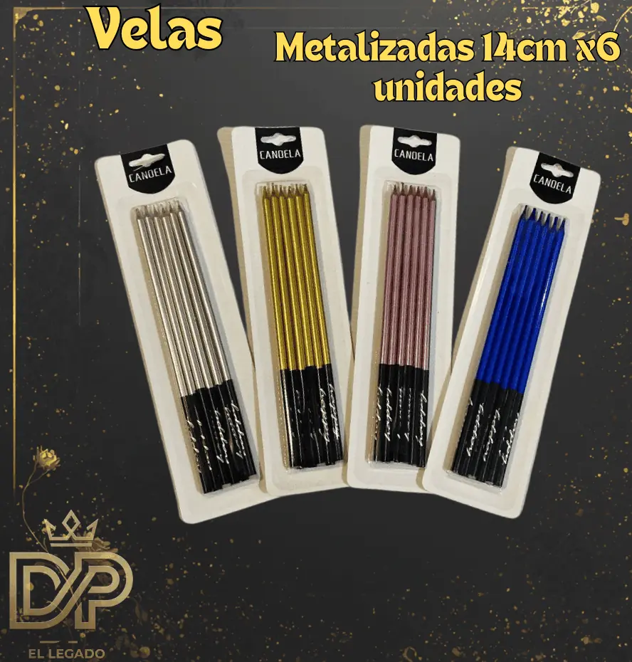 Blister velas metalizadas 14cm x6u - Rosa
