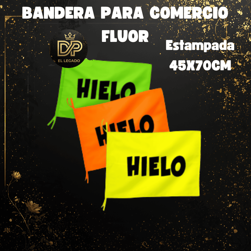 Bandera flùor para comercio estampada 45x70cm (Hielo)
