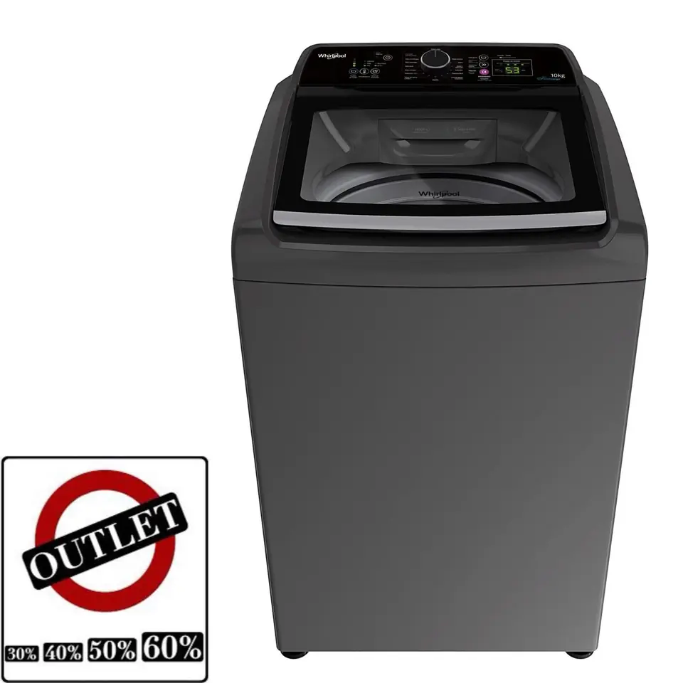 Lavarropas Whirlpool 10 Kg negro acerado carga superior - 740 RPM - WWI16CS OUTLET PREMIUM