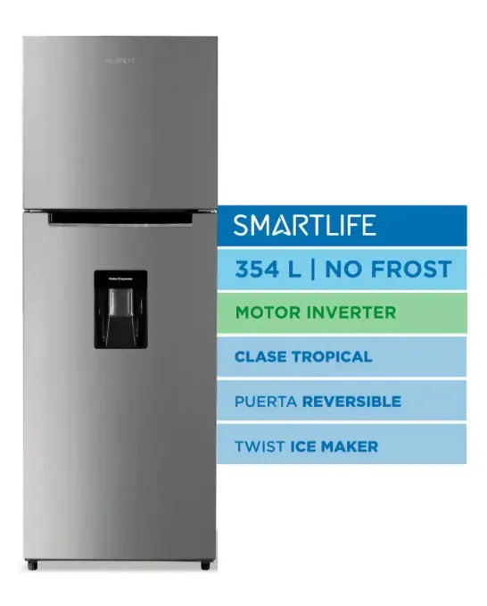 Heladera No Frost Smartlife SL-RNF370SDINV Inverter 354 Lts Inoxidable