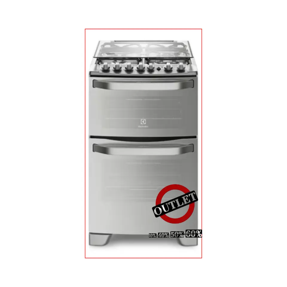 Cocina Electrolux Expert 56DXQ MULTIGAS 4 hornallas plata puerta con visor con horno doble OUTLET
