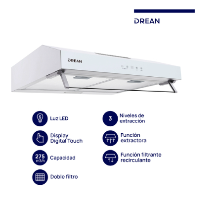 ¡Gran Barata! Purificador extractor de 60 cm Blanco Drean - CUDR604BA outlet