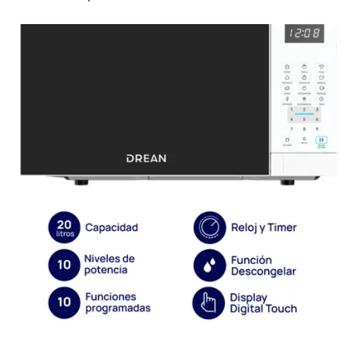 ¡Gran Barata! Microondas Digital 20 L Blanco Drean - HMD20ARBB0 outlet
