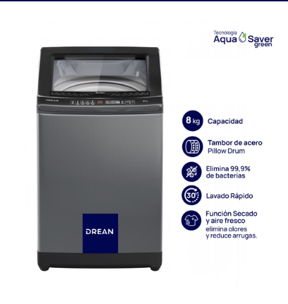 ¡Gran Barata! Lavarropas Carga Superior 8 Kg Gris Drean - LPDR0865ILG outlet