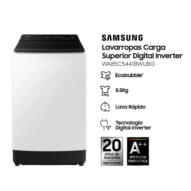 LAVARROPAS SAMSUNG 8,5KG BLANCO INVERTER