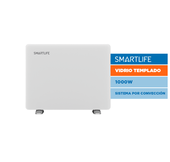 Calefactor Panel de Vidrio Smartlife 1000W Portatil Blanco PRIMERA