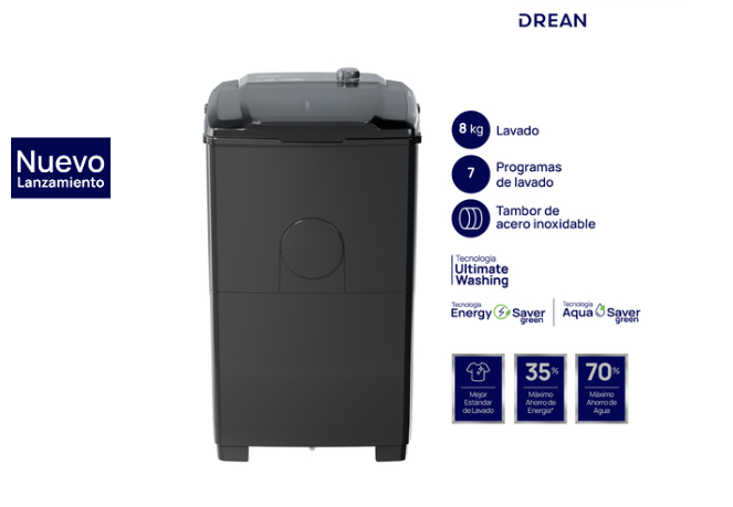 ¡GRAN BARATA! Lavarropas semiautomático 8 Kg Gris Drean - LTDR87SG0 OUTLET