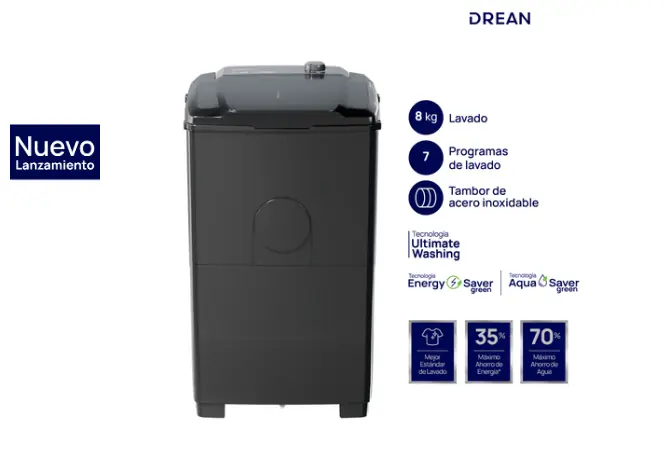 ¡GRAN BARATA! Lavarropas semiautomático 8 Kg Gris Drean - LTDR87SG0 OUTLET