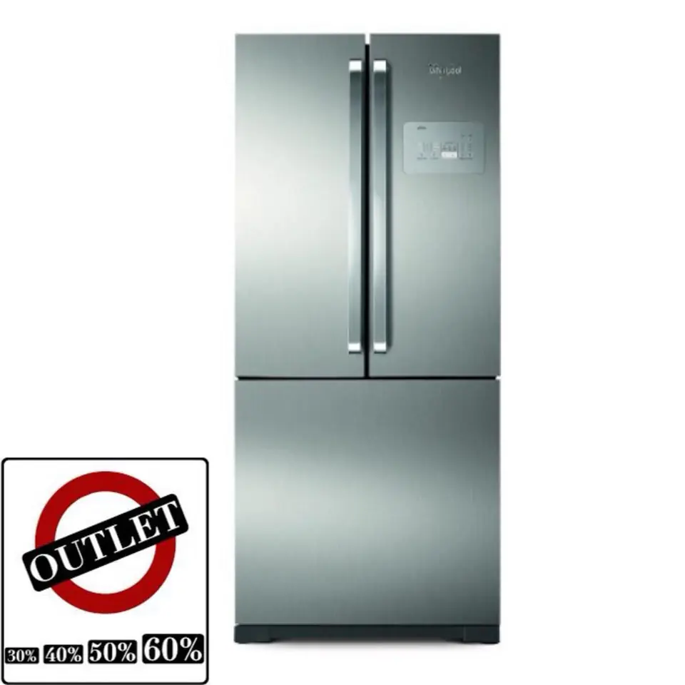 Heladera Whirlpool WRO80K2 Doble puerta Side by side. Acero inoxidable. 550lts