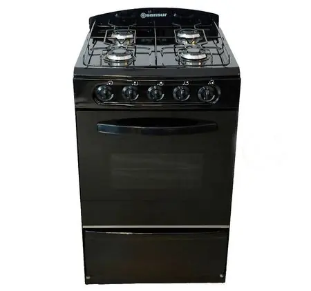 COCINA SANSUR SP-84 GLASS NEGRA MULTIGAS CURVA,53 CM.PUERTA VIDRIO