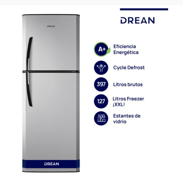 Heladera Drean Cíclica HDR400F30S 397Lts Silver