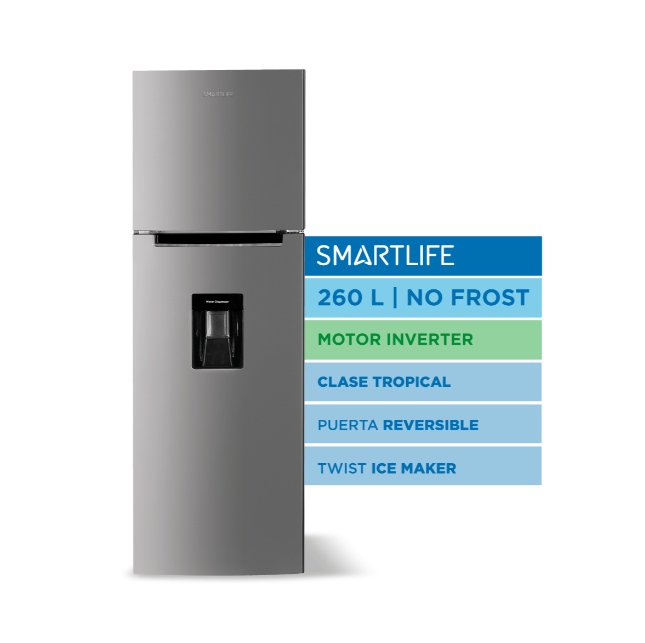 Heladera Smartlife con Dispenser No Frost Inverter 260L outlet