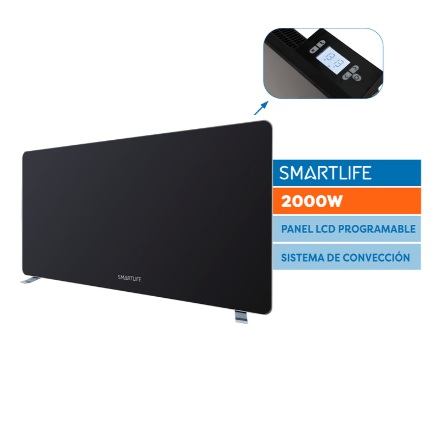 ¡¡OFERTA LANZAMIENTO!! Panel de Vidrio Smartlife SL-VTD2000BPN Negro 2000W