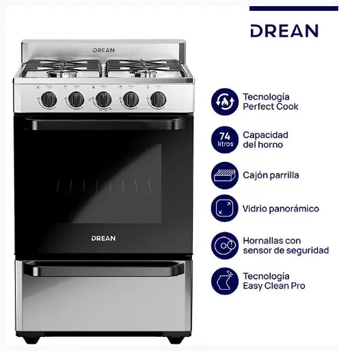 ¡Gran Barata! Cocina Drean 56Cm Multigas Acero CD5602AI0 outlet