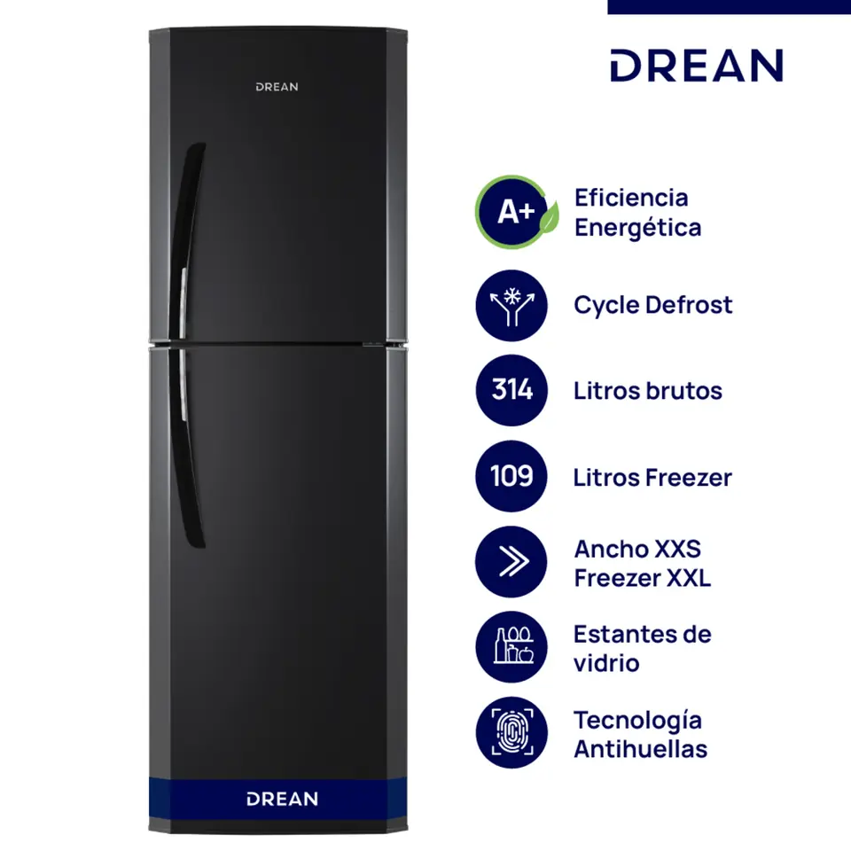 ¡GRAN BARATA! Heladera con freezer Cíclica 314 L Black Steel Drean - HDR320F50N OUTLET PREMIUM