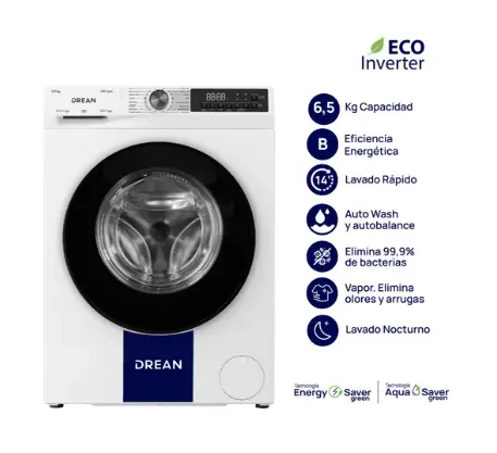 ¡Gran Barata! Lavarropas Carga Frontal Inverter 6,5 Kg Blanco Drean - LFDR0610ISB0 outlet