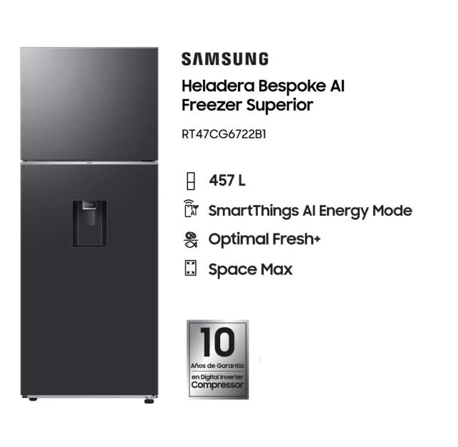Heladera Samsung RT47CG6722B1 Inverter 462 L Black Dispenser OUTLET
