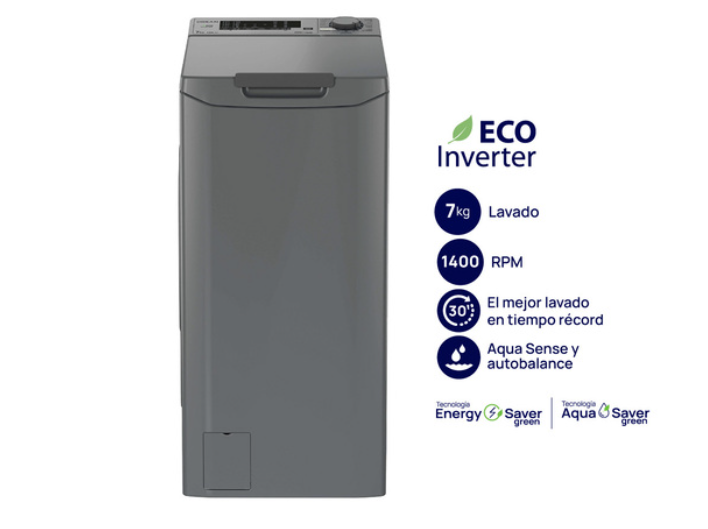 ¡GRAN BARATA! Lavarropas Carga Superior Ecoinverter 7 Kg 1400 RPM Gris Drean - LTDRI0714PG0 OUTLET