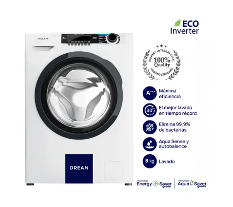 ¡Gran Barata! Lavarropas Carga Frontal Ecoinverter 8 Kg Blanco Drean - LFDR0814SB0 outlet