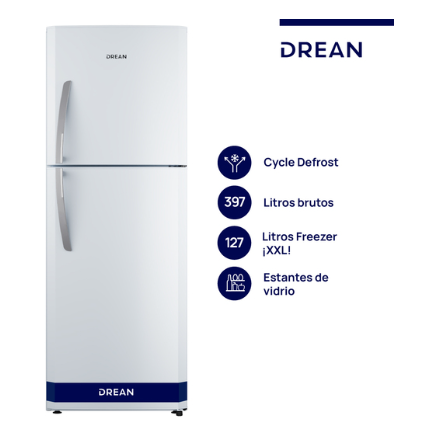 ¡GRAN BARATA! Heladera con freezer Cíclica 397 L Blanca Drean - HDR400F30B OUTLET PREMIUM