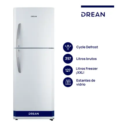 ¡GRAN BARATA! Heladera con freezer Cíclica 397 L Blanca Drean - HDR400F30B OUTLET PREMIUM