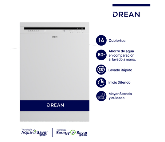 ¡GRAN BARATA! Lavavajillas 14 Cubiertos Drean Lvdr1406ci0 BLANCO OUTLET