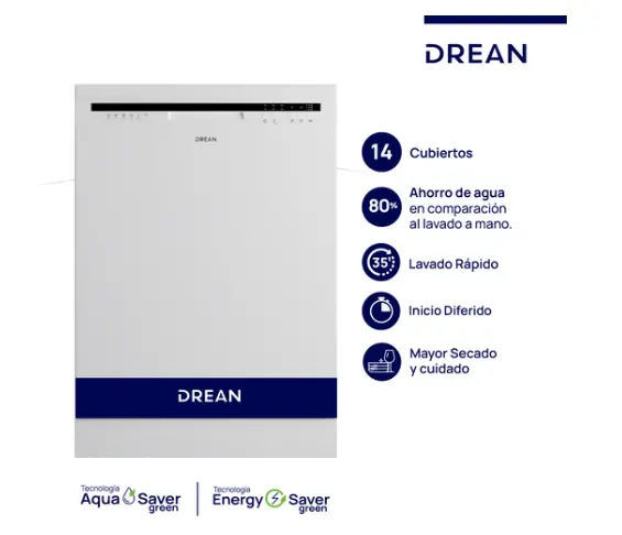 ¡GRAN BARATA! Lavavajillas 14 Cubiertos Drean Lvdr1406ci0 BLANCO OUTLET