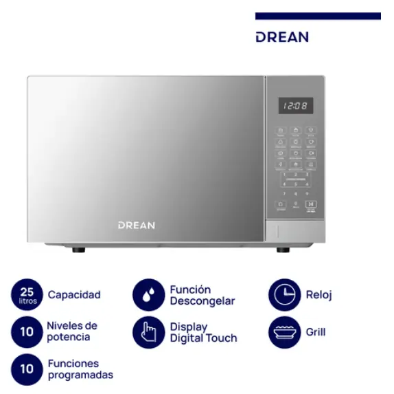 ¡Gran Barata! Microondas Digital con Grill 25 L Inox Drean - HMD25ARSB0 outlet
