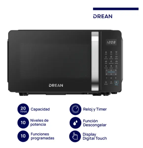 ¡Gran Barata! Microondas Digital 20 L Negro Drean - HMD20ARNJ0 outlet