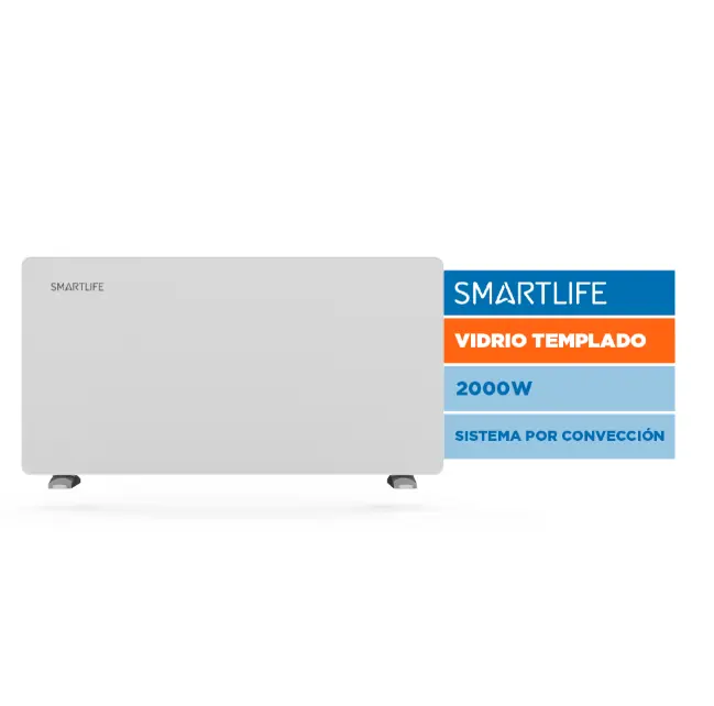 Calefactor Panel de Vidrio Smartlife 2000W Portatil Blanco PRIMERA