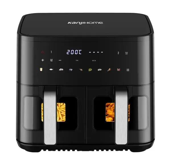 Freidora De Aire Doble Bandeja 9.5 L Air Fryer Digital Kanji Negro