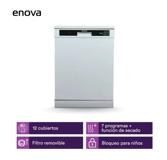 Lavavajillas Enova 12 Cubiertos Ke12f10 Color Blanco