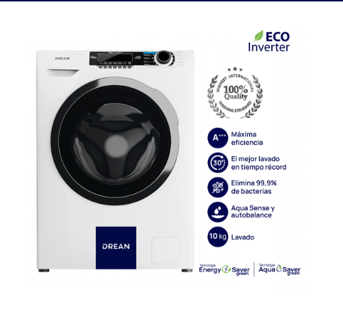 ¡Gran Barata! Lavarropas Carga Frontal Ecoinverter 10 Kg Blanco Drean - LFDR1012SB0 outlet