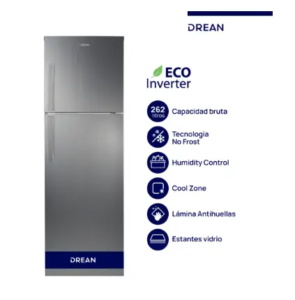 Heladera No Frost Inverter 262 L Inox Drean - RZN262FXARX0