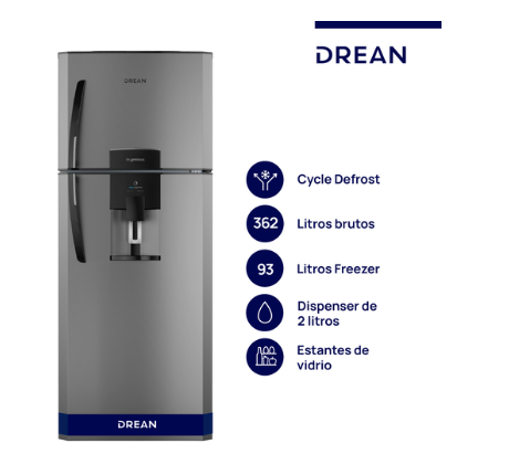 Heladera con freezer Cíclica 362 L Gris Drean - HDR370F61E